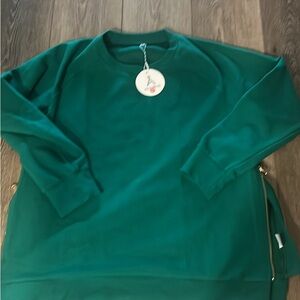 Green Sweatshirt with Zipper Detail